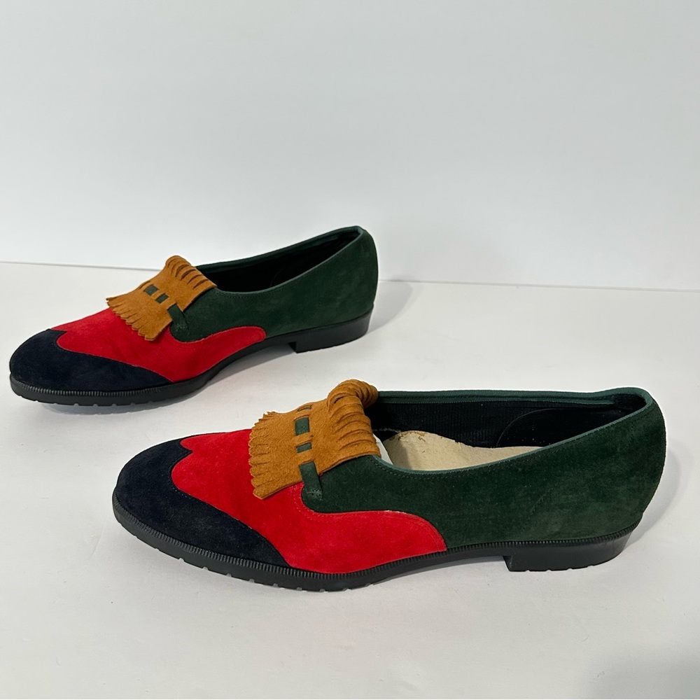 Vintage Loafers Artsy Art to Wear Maximalist Dopamine Kiltie Colorblock Sz 6.5 - Picture 2 of 11